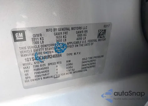 2017 Cadillac Escalade Premium Luxury из США, поврежденный, VIN 1GYS4CKJ4HR246684